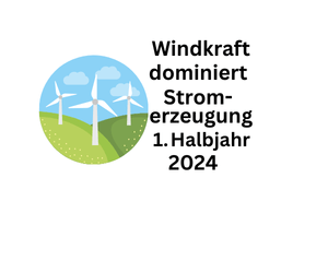 Windkraft dominiert Stromerzeugung im 1. Halbjahr 2024