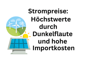 Strompreise: Höchstwerte durch Dunkelflaute und hohe Importkosten